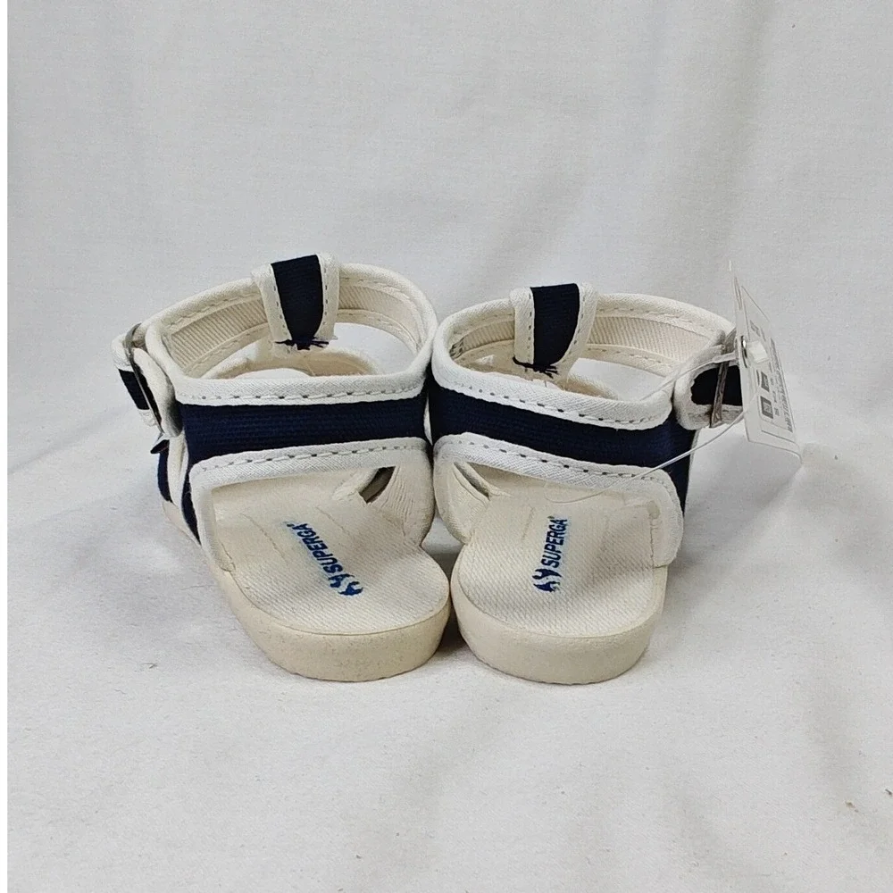 Superga 1200 COTJ Sandals Navy Blue Canvas T-Strap Kids Size 8.5 US 25 EU New